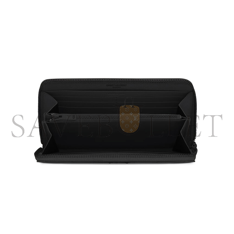 YSL CASSANDRE MATELASSÉ ZIP AROUND WALLET IN GRAIN DE POUDRE LEATHER 358094BOW081000 (19*9.5*2.5cm)